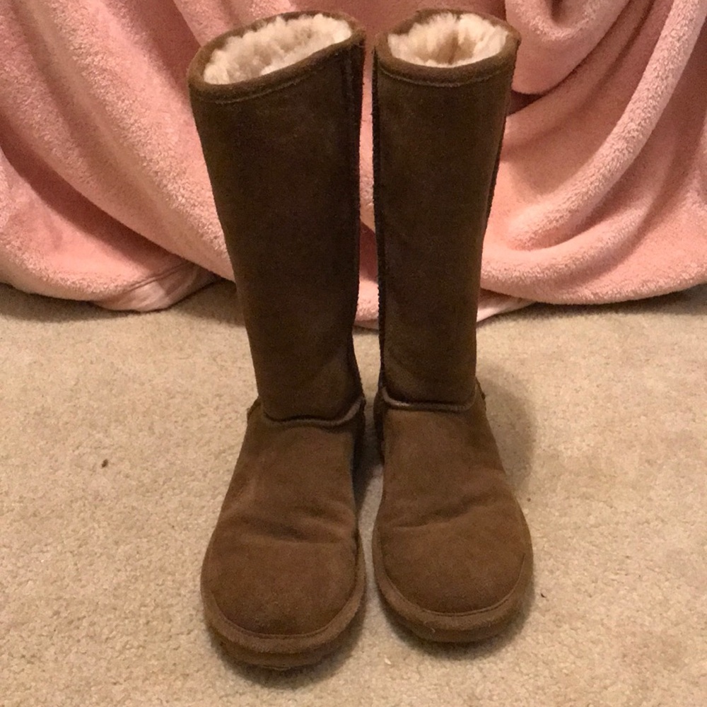 brown tall bearpaw boots